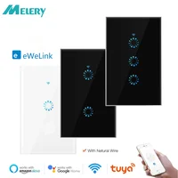 Melery Wifi Interruptor de pared de luz inteligente Tuya/Ewelink Interruptor Panel de vidrio táctil rectangular Control remoto por Alexa Google Home