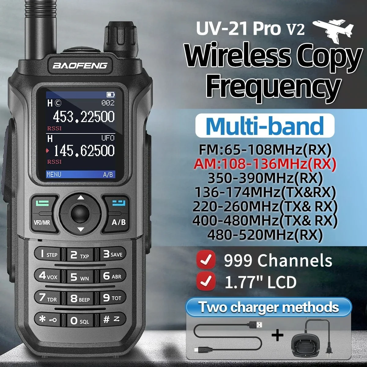 uv-21-pro-wireless-walkie-talkie-16km-long-range-am-multi-band-waterproof-type-c-rechargeable-two-way-ham-radio-uv-5r