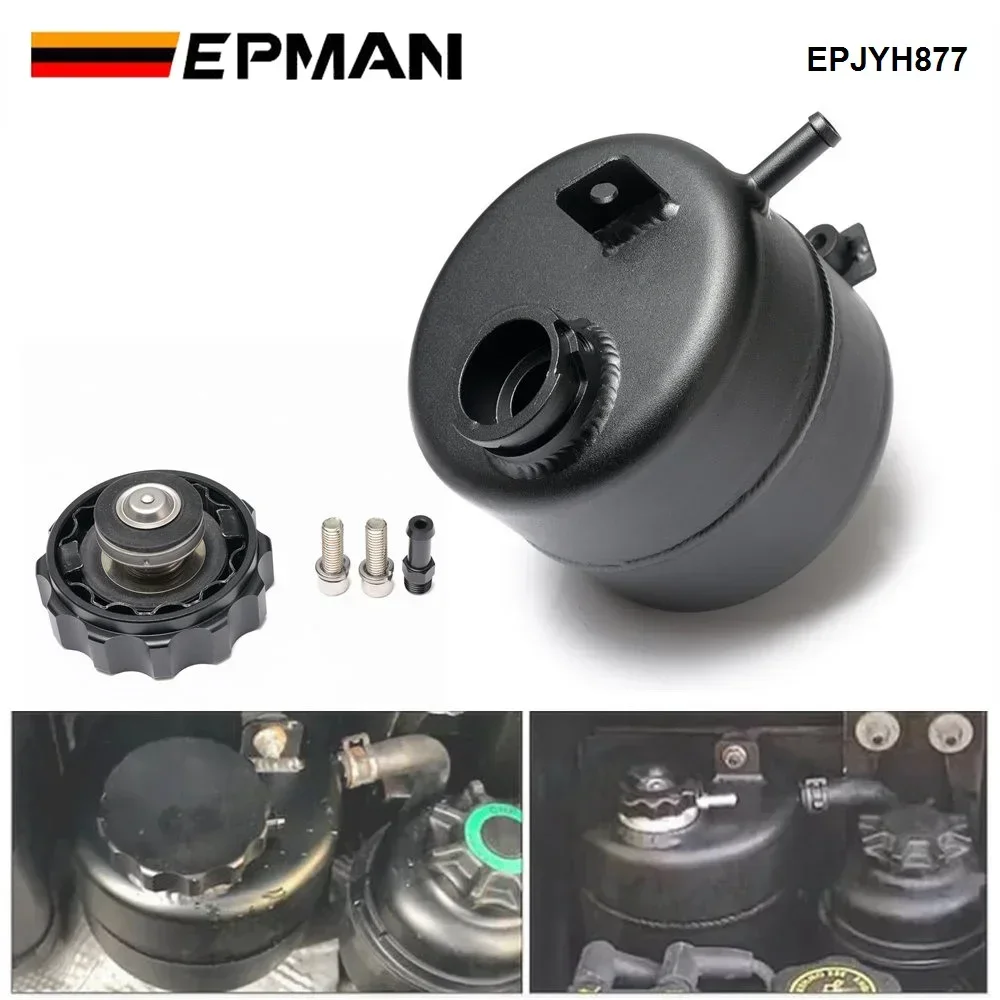 EPMAN Aluminum Coolant Header Expansion Overflow Water Tank & Cap Reservoir Can For BMW Mini Cooper S R52 R53 02-08 EPJYH877