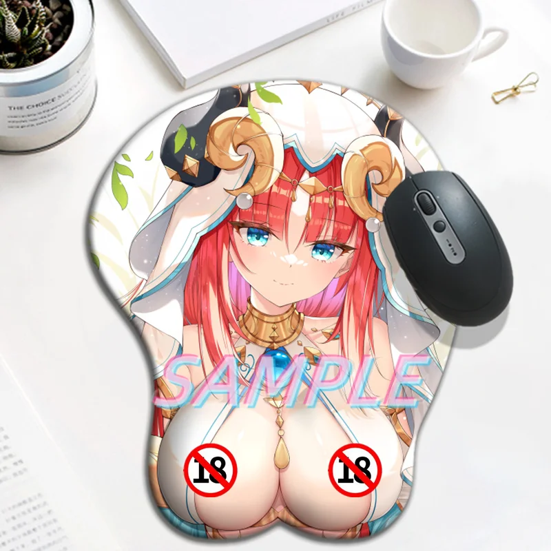 

Коврик для мыши Genshin Impact Nilou 3D Oppai, большой Сексуальный игровой коврик для мыши в стиле аниме, милый силиконовый гелевый коврик для запястья, для груди, коврик для мыши