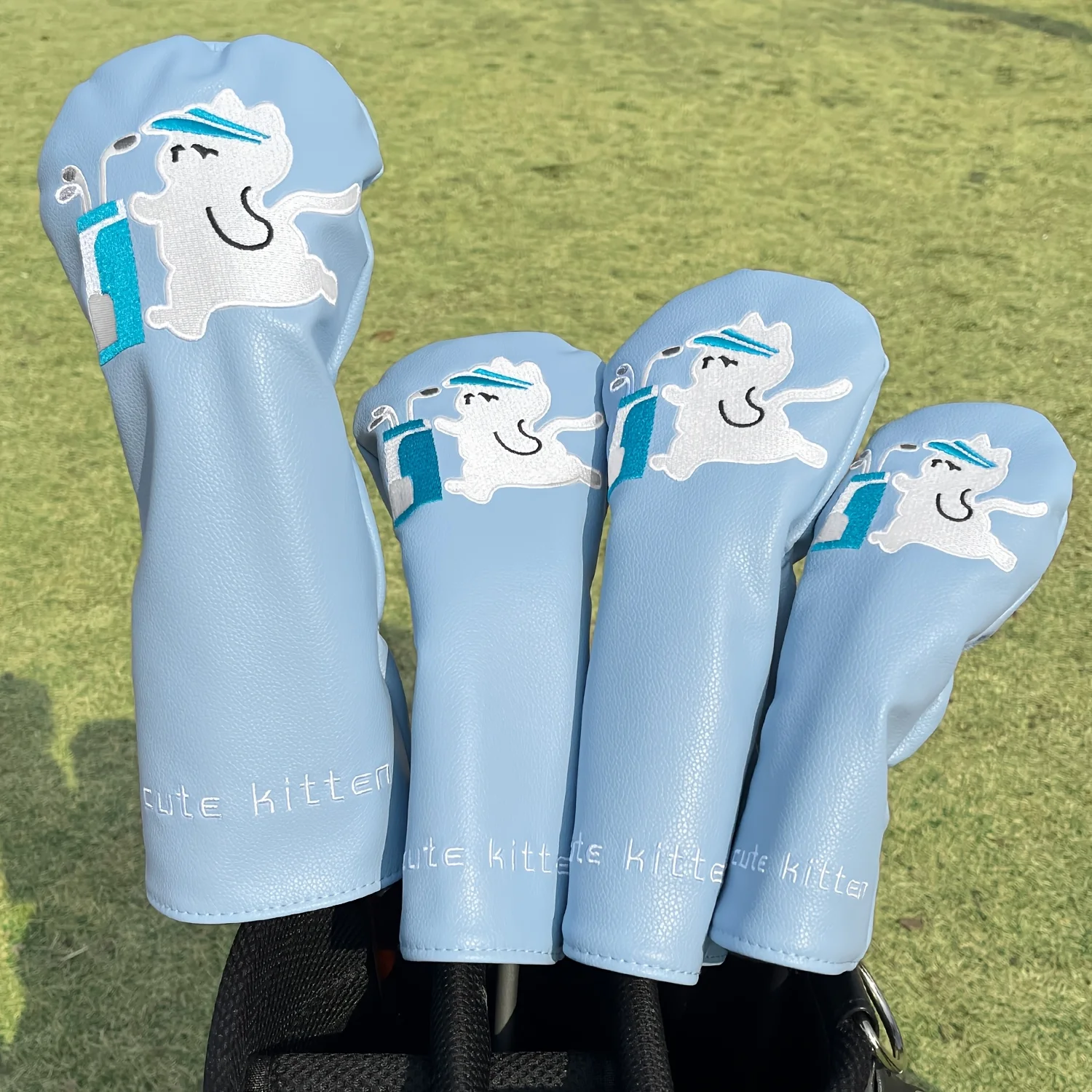 Housse de club de golf au design de chat bleu, housse de tête de club de golf tendance, housse de tête de club de golf pour bois de fairway, meilleur cadeau