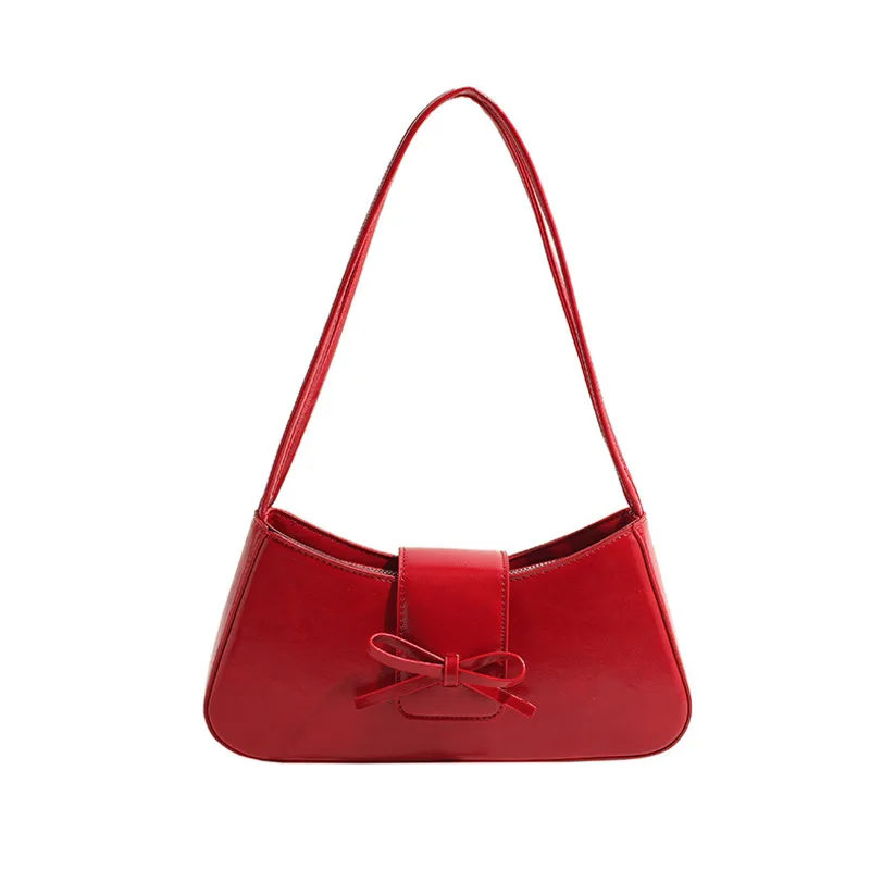 Bow Tote Bag Girls 2024 New Korean Single Shoulder Underarm Bag High Quality Versatile Commuting Stick Bag Single Shoulder Bag