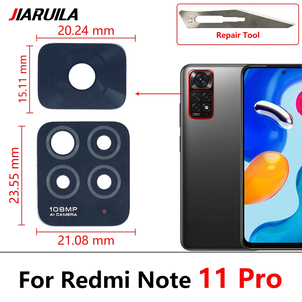Rückfahr kamera Glas linse für Xiaomi Redmi Note 11 Pro plus 5g 11t 5g 11s 11e Kamera glas mit Kleber kleber Reparatur werkzeuge – Detail 4