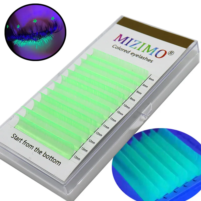 New  UV Neon Eyelash Extension Glow In The Dark Lashes Fluorescent Bright Colorful Bulk Classic For Individual Lash Extensions