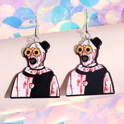 Colorful Printed Double Eyed Yellow Flower Acrylic Earrings for Women Girls Cartoon Character Cute Joker DIY Handmade Jewelry