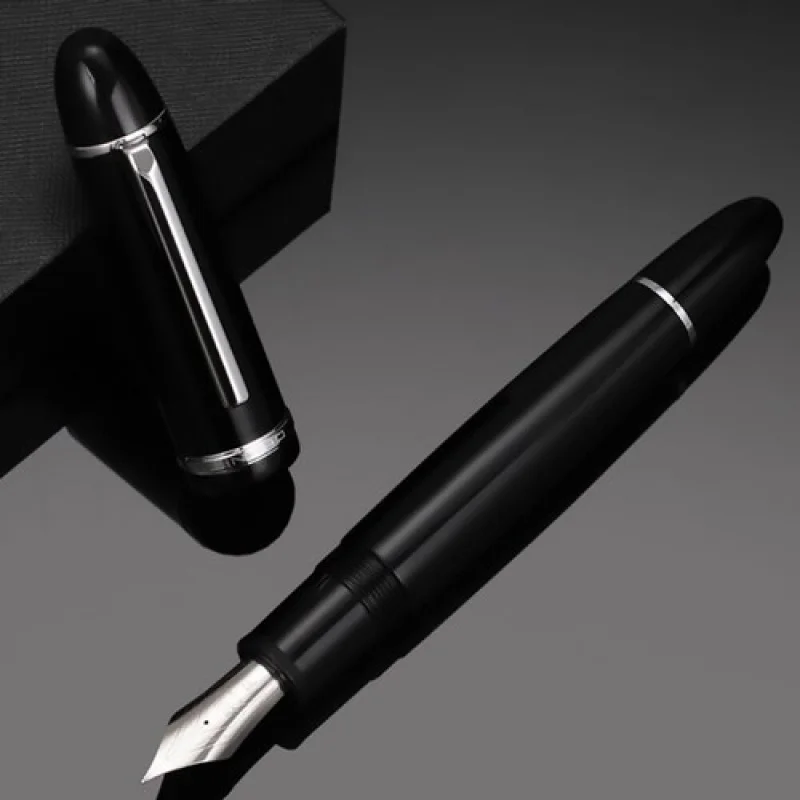 Pluma estilográfica acrílica A+ Jinhao X159, punta fina, pluma de regalo de escritura de gran tamaño negra