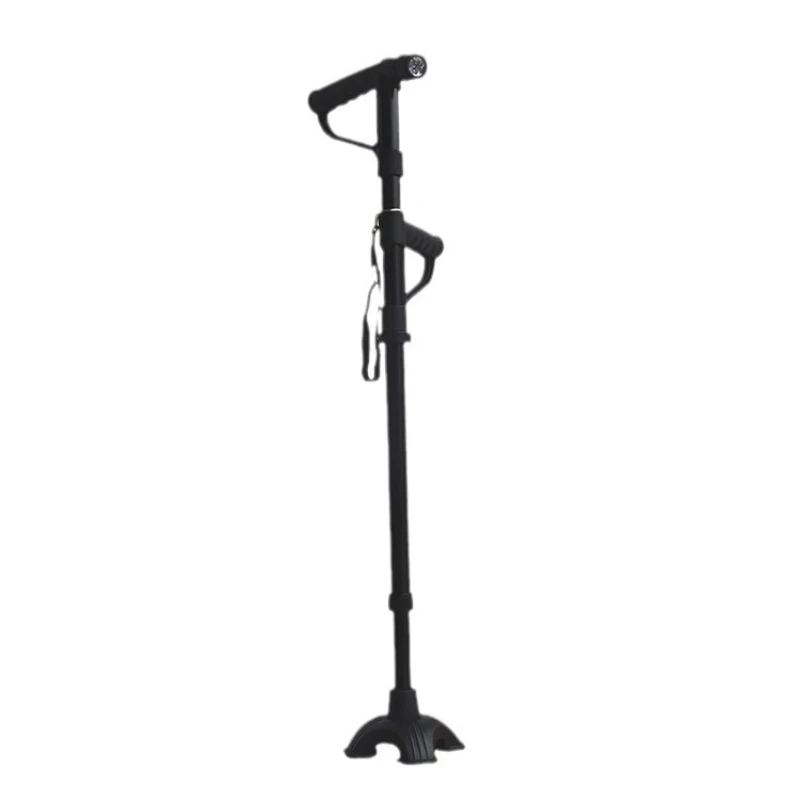 

LED elderly walking stick aluminum alloy multi-function four-corner telescopic two-hand handle up crutches