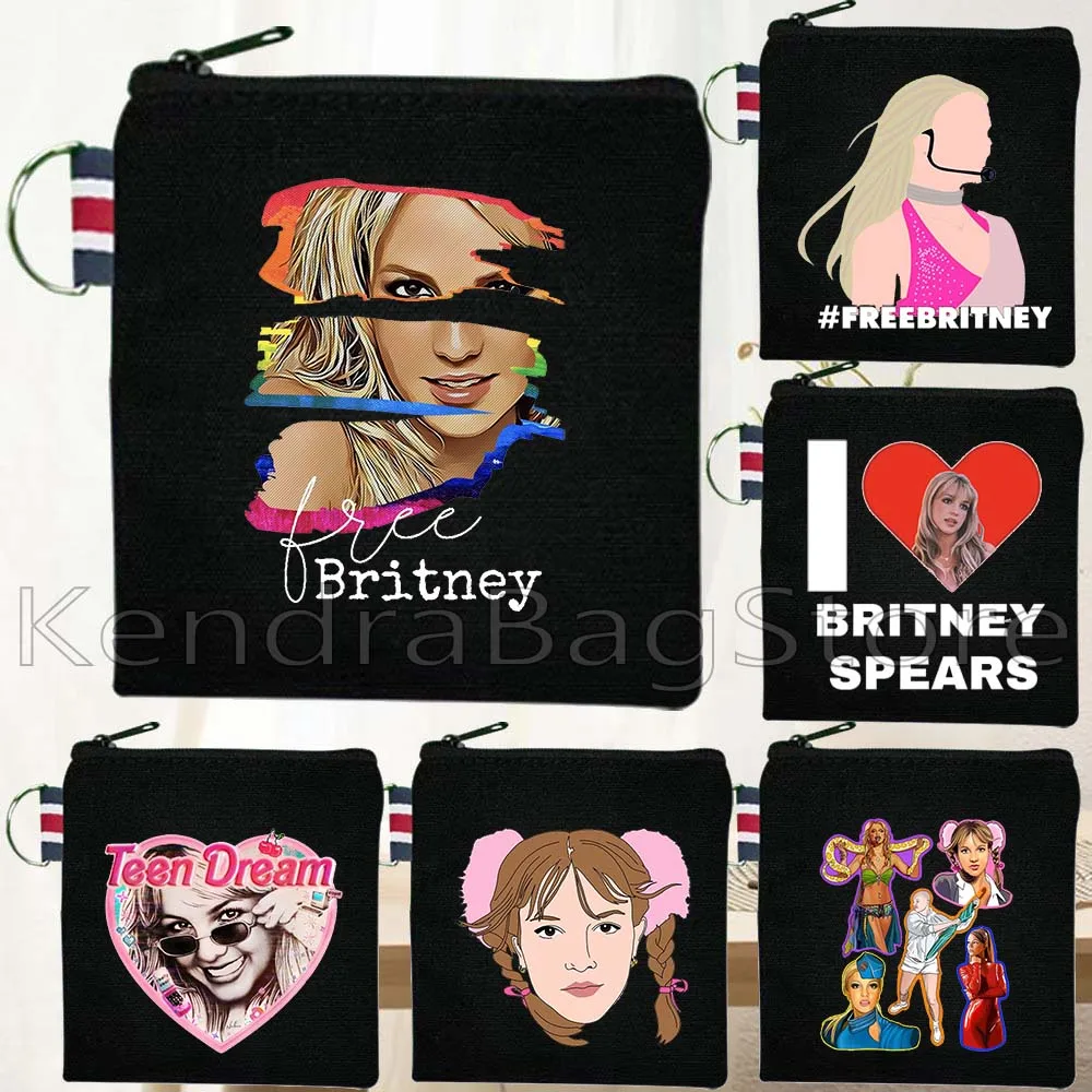 Fashion Britneyspears Black Coin Purse Key Case Heart Pop Art Sexy Britney Spears Music Fan Gifts Cute Small Bag Wallet Pouch