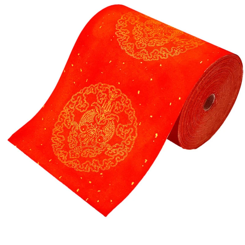 Chinês vermelho xuan primavera festival couplets arroz papel dragão peixe ouro papier longo rolo em branco decoração presente decoupage papel