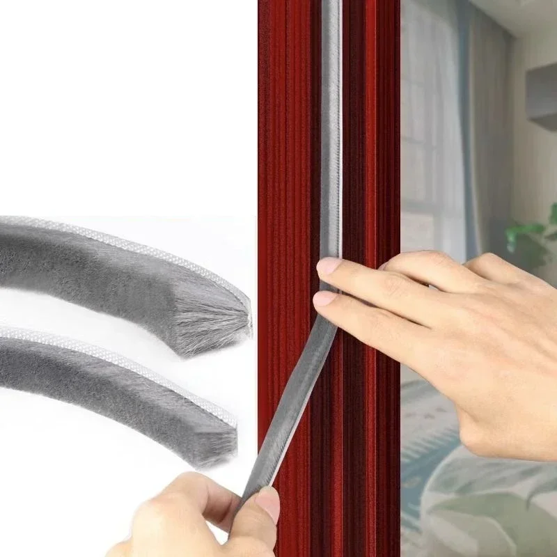 10m Self Adhesive Brush Strip Door Window Weather Stripping Sliding Door Sound Insulation Dust Sealing Strip Anti Bug Seal Tape