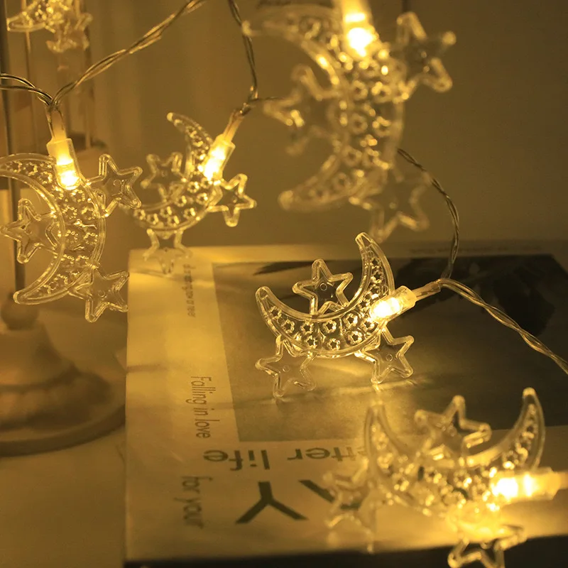 New LED Festival Star Moon Castle Light String, Battery Powered, Perfect for Decoration during Ramadan and Eid al Adha