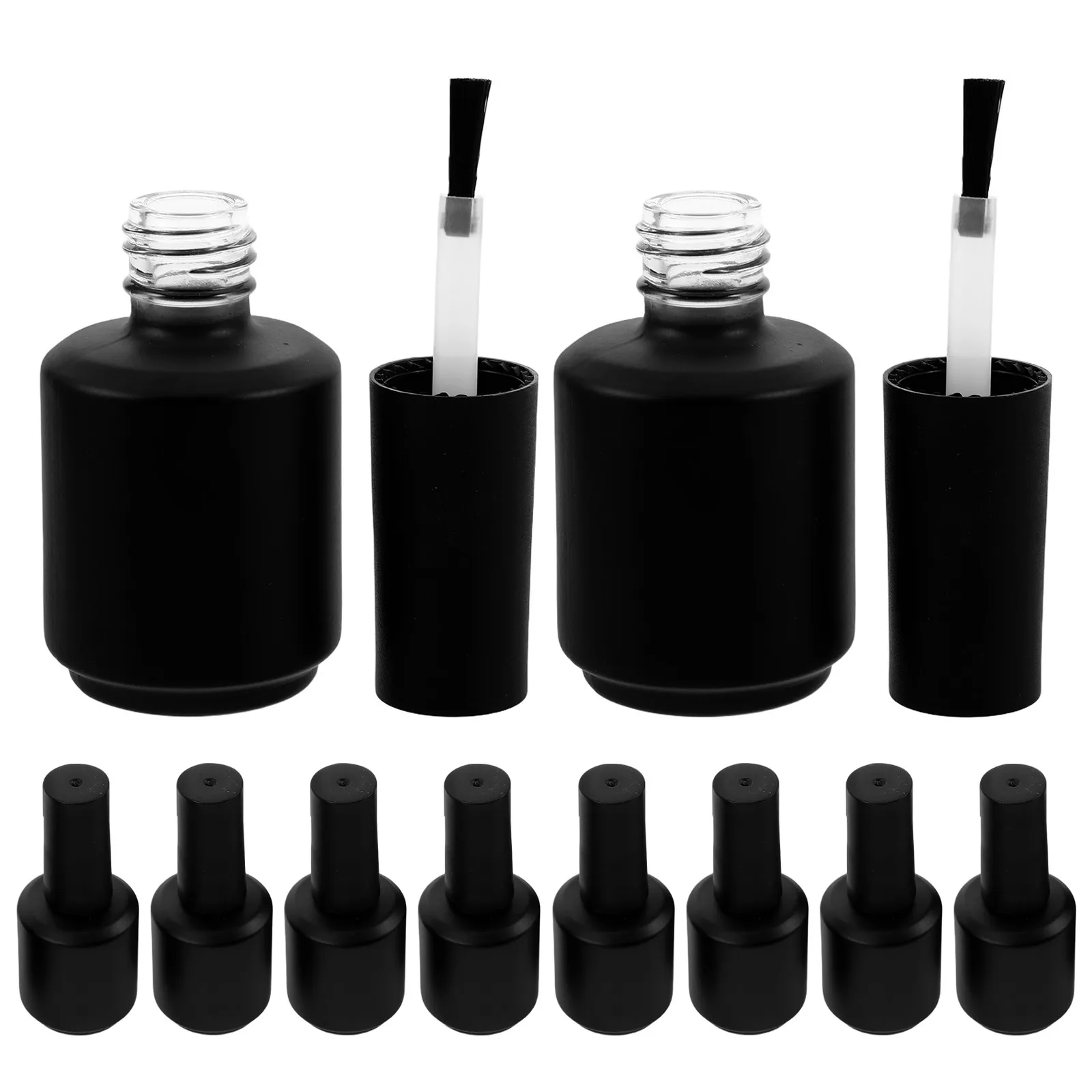 

12Pcs Nail Polish Bottles Matte Glass Round Shape 15Ml Refillable DIY Nail Art Storage Container Travel Manicure Bottle Set