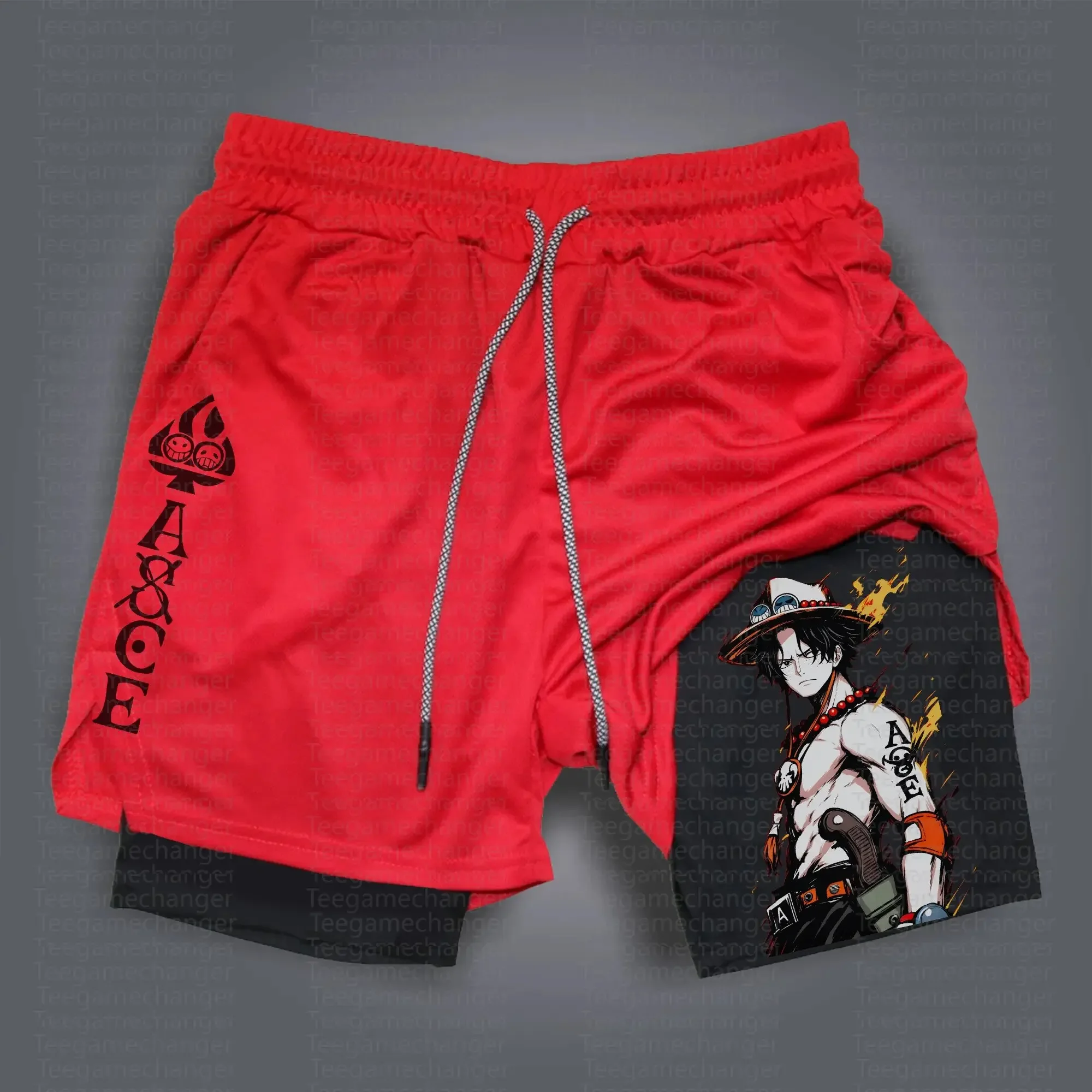 One Piece Anime Mens Gym Shorts Summer Y2k Streetwear Fitness Running Sport Pants Breathable Mesh Double-layer Shorts Sportswear view 2