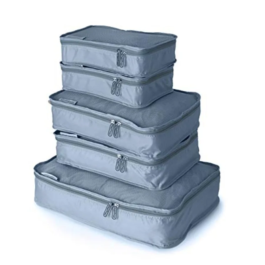 

Packing Cubes - 5 Compression Packing Cubes for Travel, Luggage Organizer Bags for Suitcases, Carry-On, Duffle or Backpack Mesh