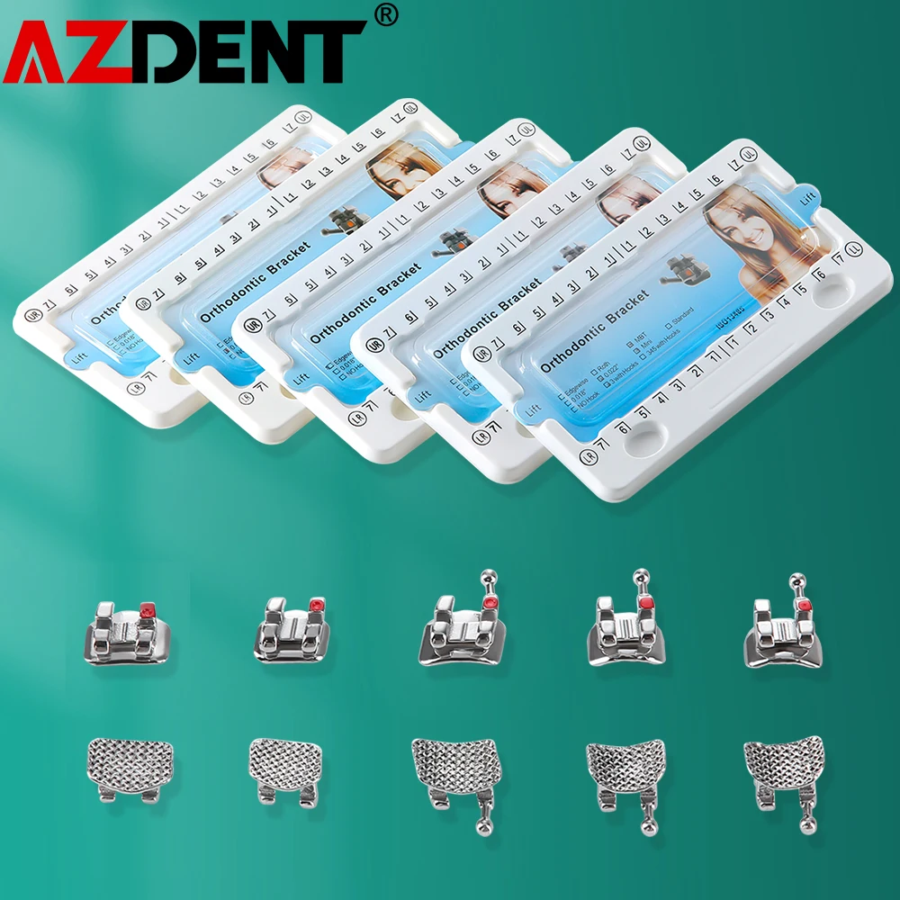 50Sets Azdent Dental Orthodontic Mini Metal Brackets Braces Roth MBT Edgewise 022 018 345 Hook Dentistry Material Dentist Tool