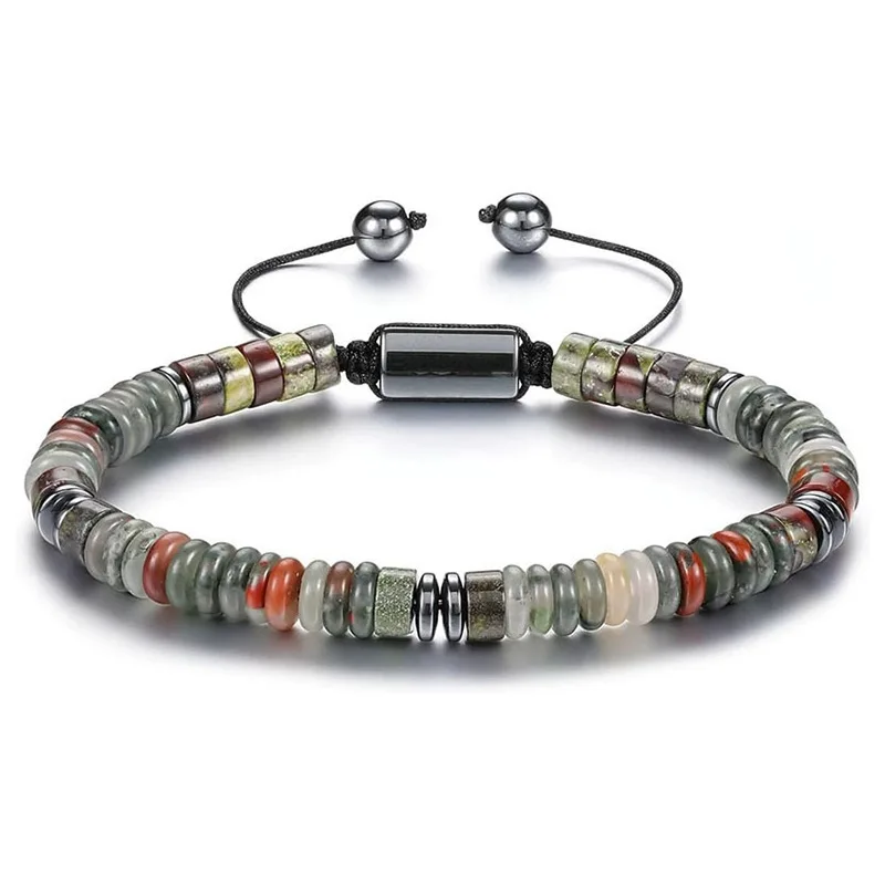 Bracelets en cristal de guérison, perles de boulier, perles plates pour hommes et femmes, Bracelets réglables en pierre naturelle pour père et fils