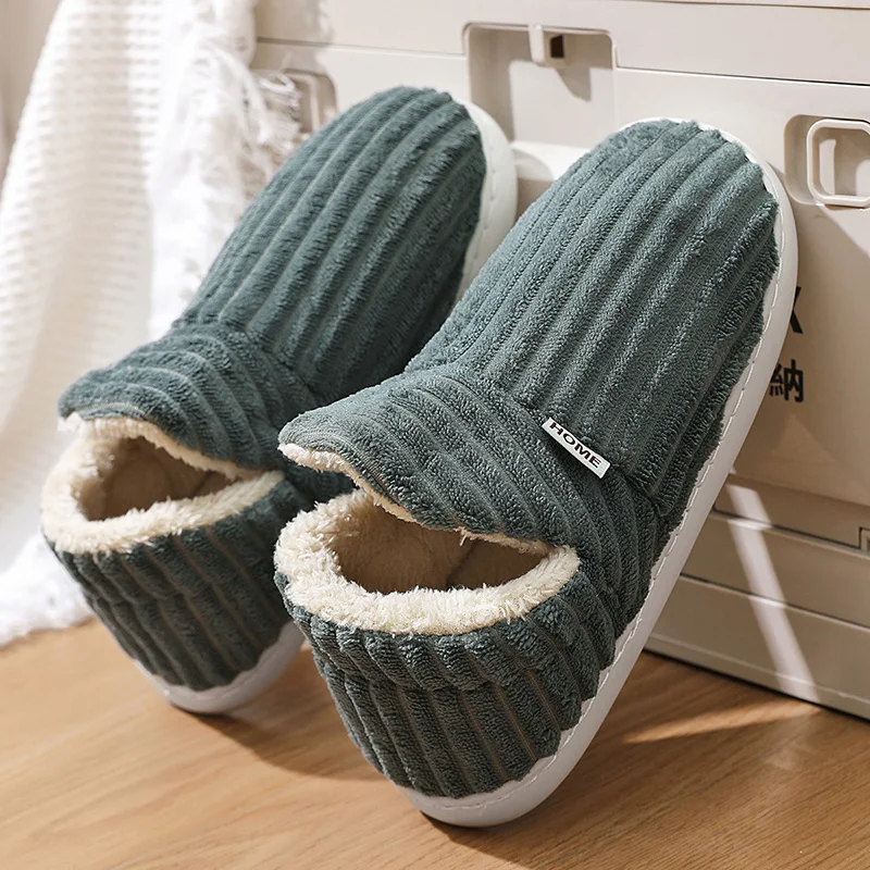 

Hot Winter Slippers Unisex Soft Plush Slippers Men Non-slip Casual Cotton Shoes Women Furry Shoes Cozy Men Indoor House Slippers