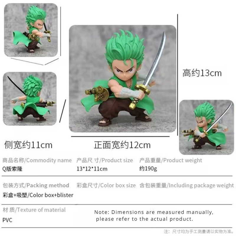 New 13cm One Piece GK Q Version Sword Swinging One-Sword Style Two Years Later Zoro Figure Model Ornament Animation Peripheral