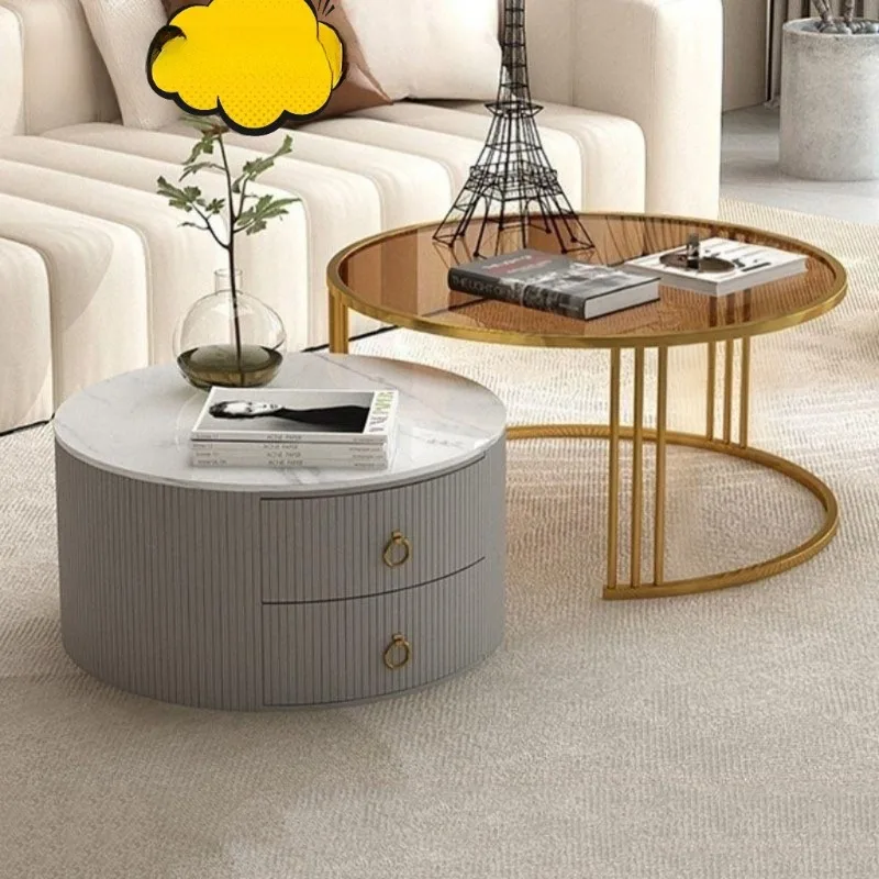 Round Transparent Coffee Table Large Size Room Decor Vintage Professional Side Table Creative Kaffee Tische Room Decorations