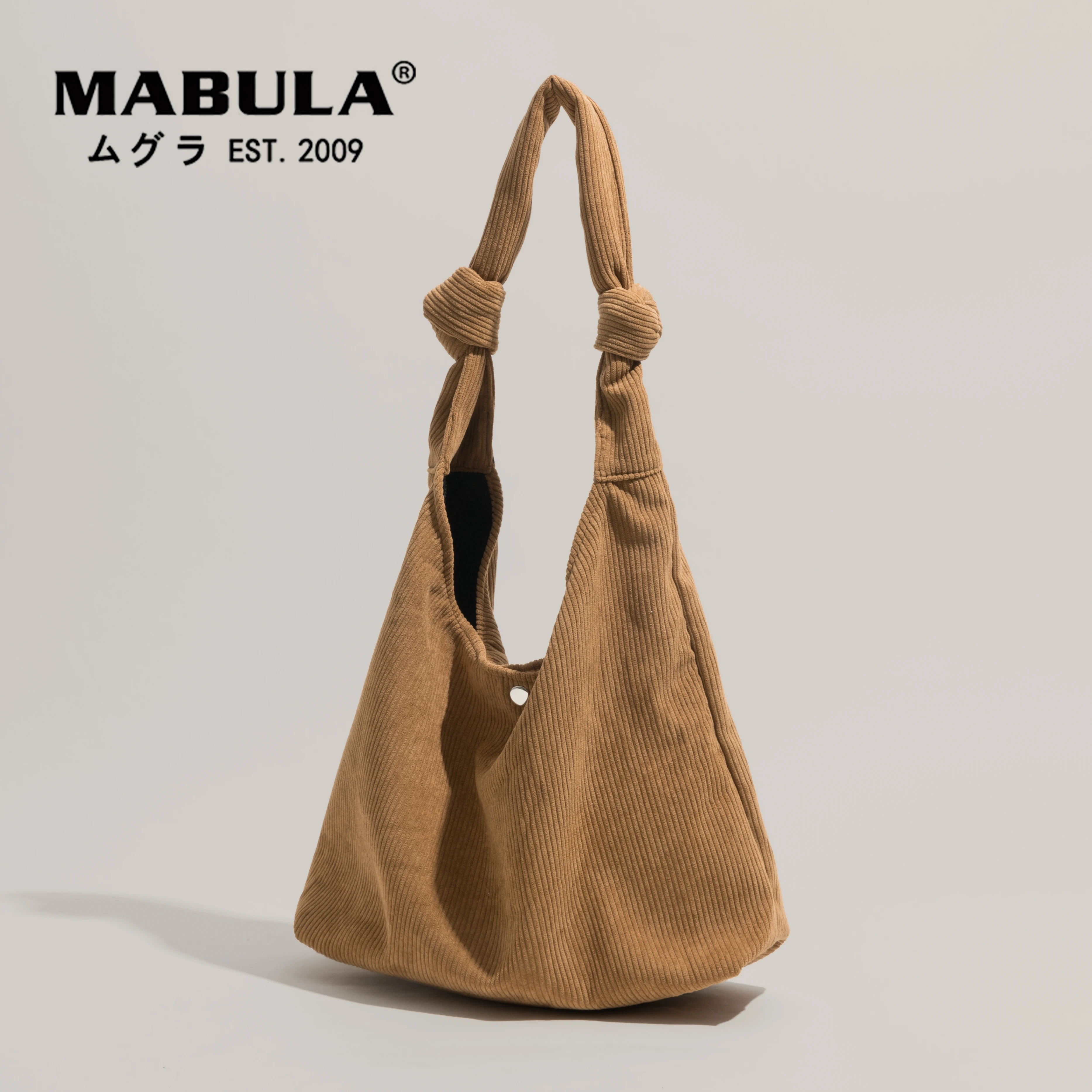 

MABULA Retro Knot Design Corduroy Hobo Shoulder Purses Simple Portable Tote Handbags Vintage Women Book Bag for Work