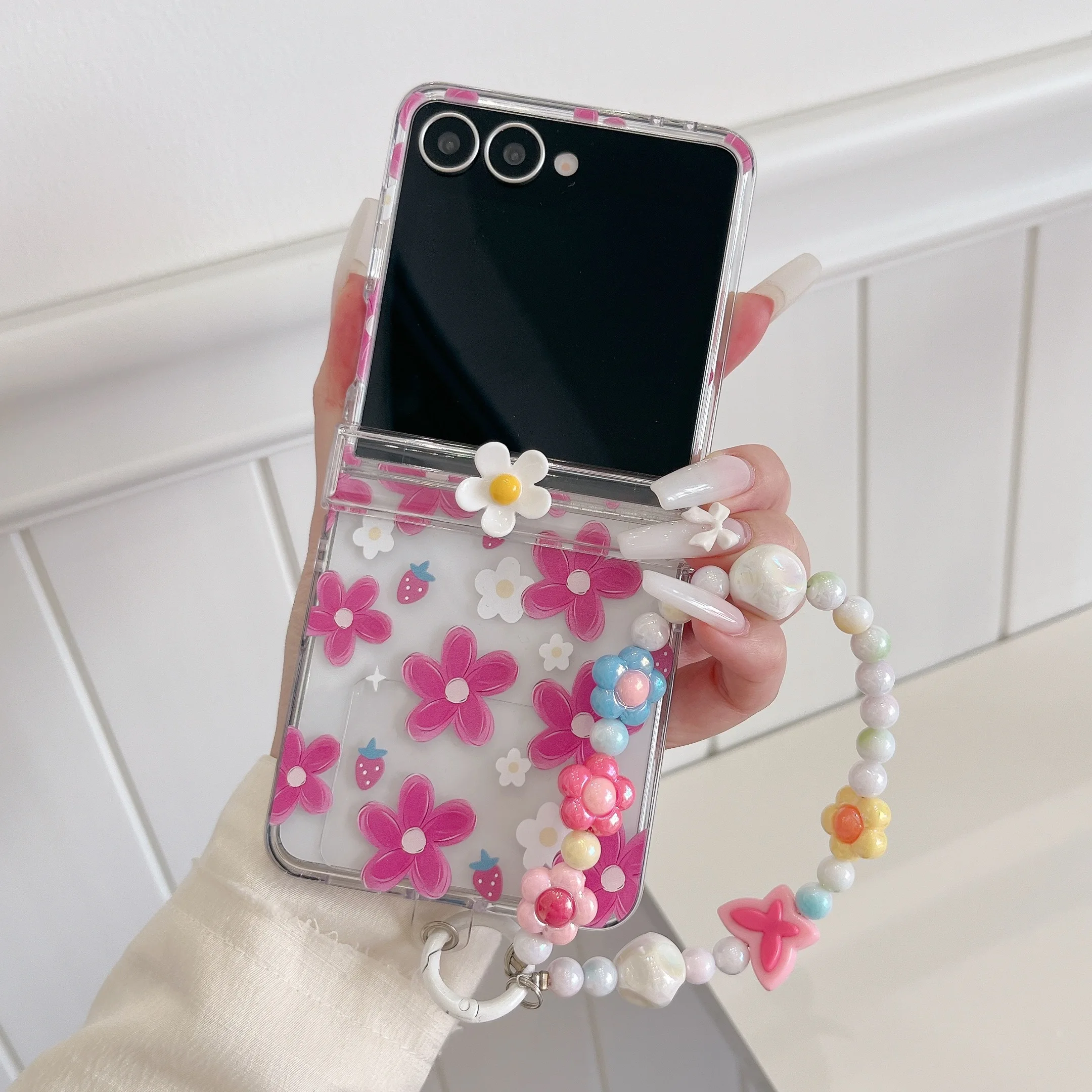 3D Daisy Flower Three-in-One Central Axis Protective Case for Samsung Z Flip 3 4 5 6FE 7 - Mobile Phone Cover