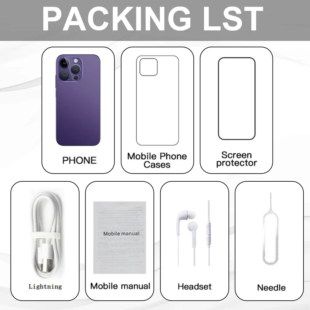 2024 ใหม่I16 Pro Maxสมาร์ทโฟน 5G WiFi Dual SIMโทรศัพท์มือถือ 7.3 นิ้วHD 16GB + 1T 8000MAh Celulares Globalโทรศัพท์มือถือ 10 Core