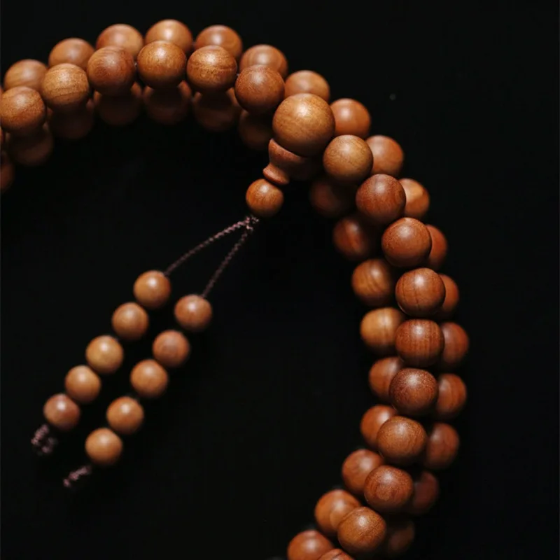 Black Meat Indian Mysore White Sandalwood Old-Styled Bead Barrel Fragrant Wood Men's and Women's Buddha 108 Bracelet