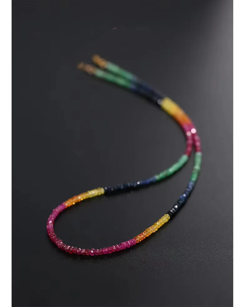 one set  Ruby/Sapphire/Emerlad roundel faceted 3-4mm necklace +bracelet 40cm 16cm  wholesale beads FPPJ