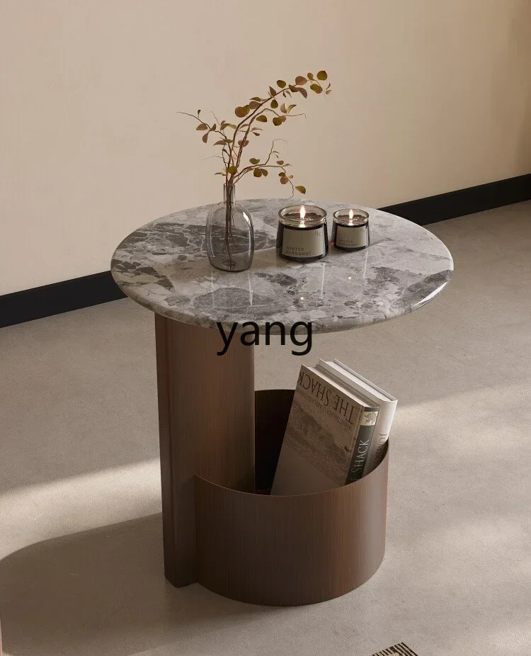 LTT living room marble sofa side table removable small coffee table round light luxury balcony bedside table