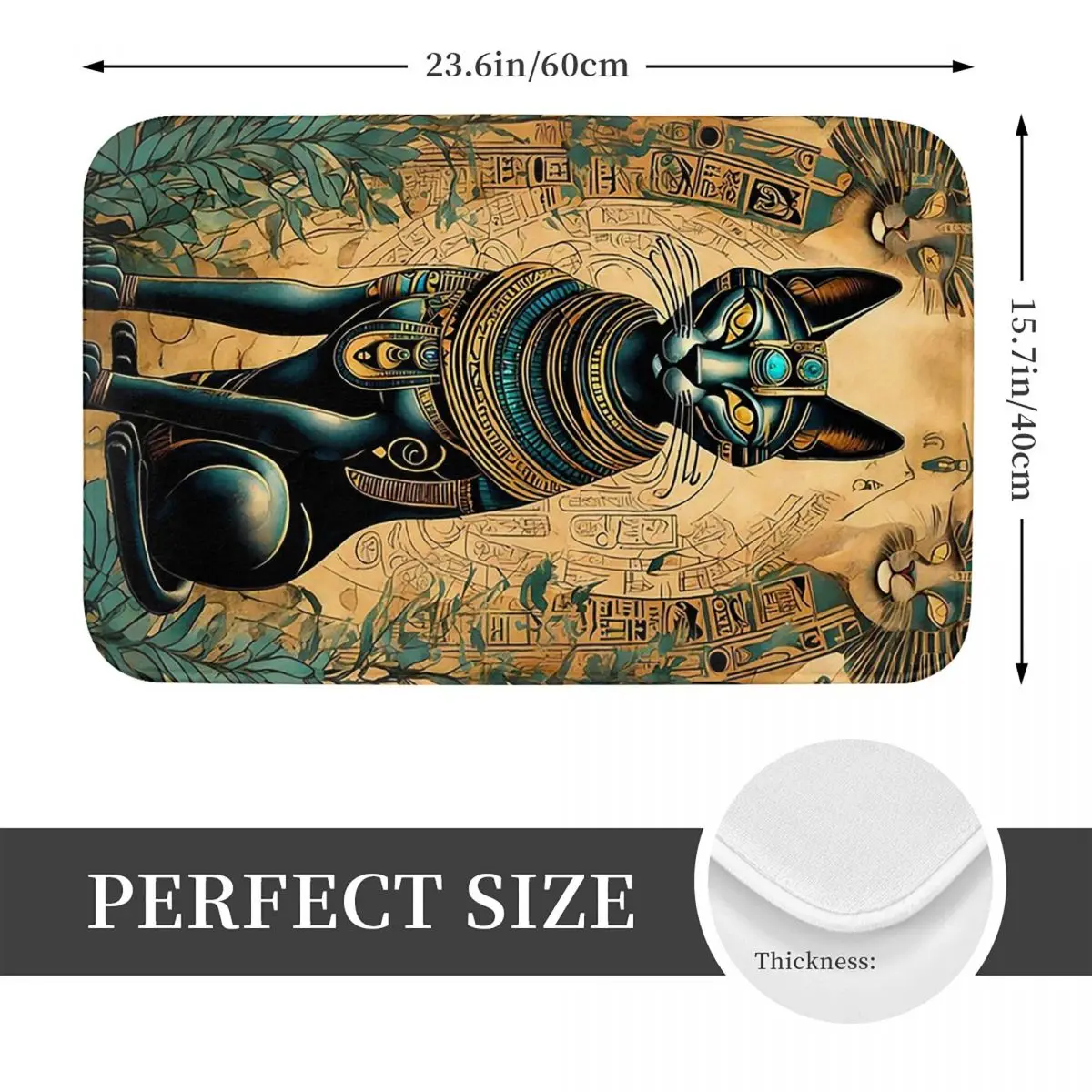Egyptian Cat Bastet Egyptian Goddess Anti-slip Doormat Floor Mat Cushion Carpet Rug for Kitchen Entrance Home Bedroom Footpad