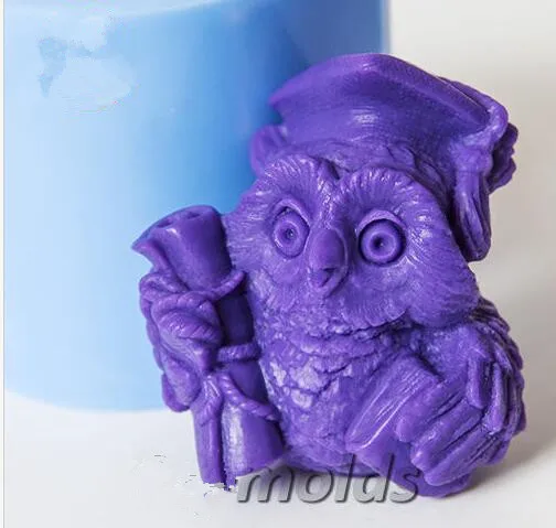 PRZY 3D Mold Silicone Gypsum Chocolate Candle Mold Mould Clay Resin Fondant Mould Owl For Soap Candles Making Animal 001