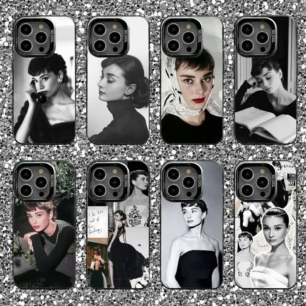 

A-Audrey H-Hepburn Phone Case For iPhone 16,15,14,13,12,11,Pro,XS,Max,Plus,Mini,SE Black Candy Matte Shockproof Cover
