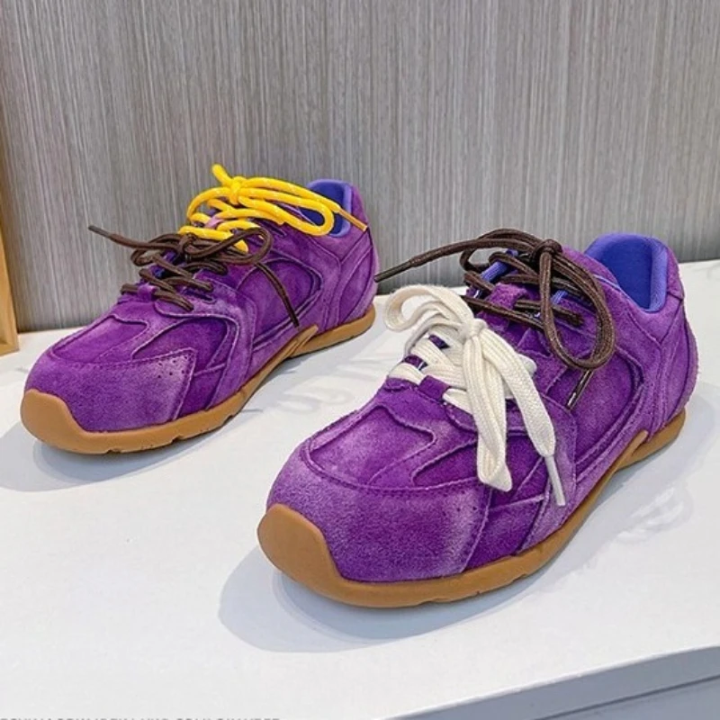 

Высококачественные замшевые кроссовки, женские модные кроссовки с круглым носком на шнуровке, легкая нескользящая удобная женская обувь Tenis De Mujer