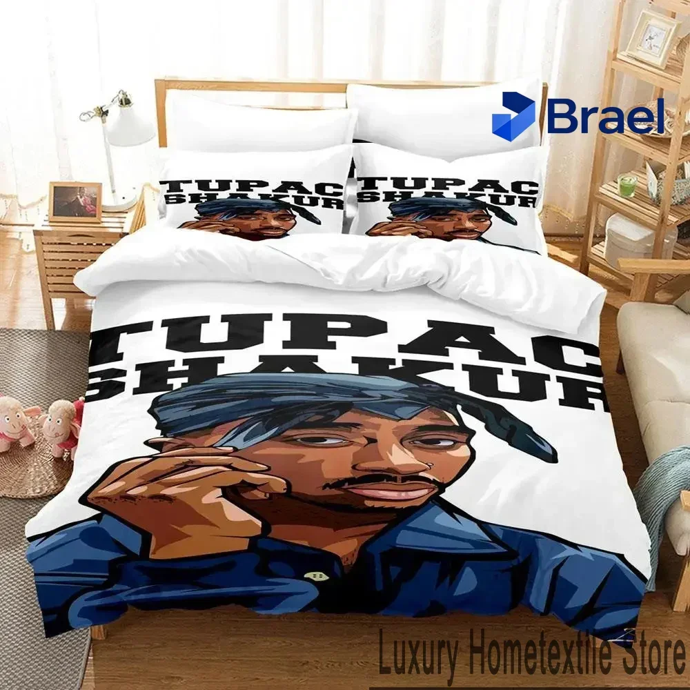 Exquisite 3D Print Tupac Amaru Shakur 2 PAC Bedding Set,Duvet Cover Bed Set Quilt Cover Pillowcase,King Queen Twin Size Boys Gir