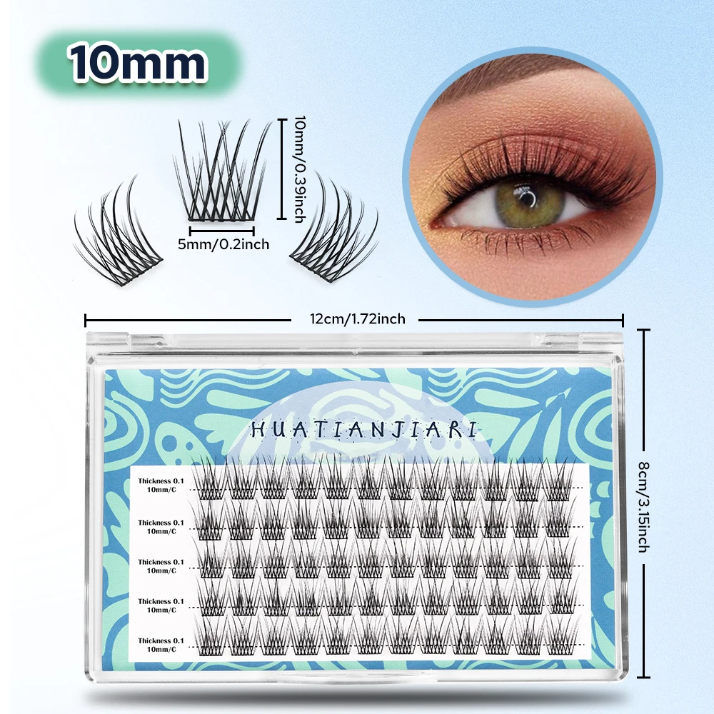 ETVITE Natural Cluster Lashes 60 PCS DIY Individual Eyelash Extension C Curl Segmented Bundles Soft False Eyelashes