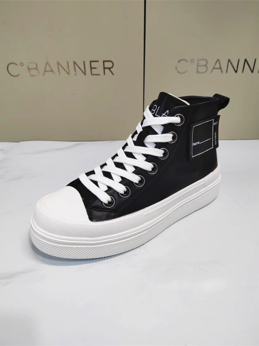 

EBLAN Удобные повседневные женские высокие кроссовки из натуральной кожи, весенние утепленные слипоны на модной массивной подошве