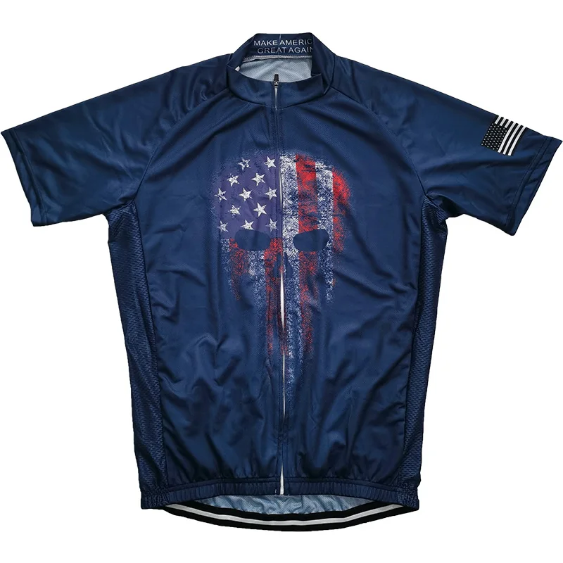 

Summer Short Sleeve Jersey Cycling USA Skull Jacket MTB Top Bike Sweater Motocross Shirt Ciclismo Road Breathable Race Sport Bib