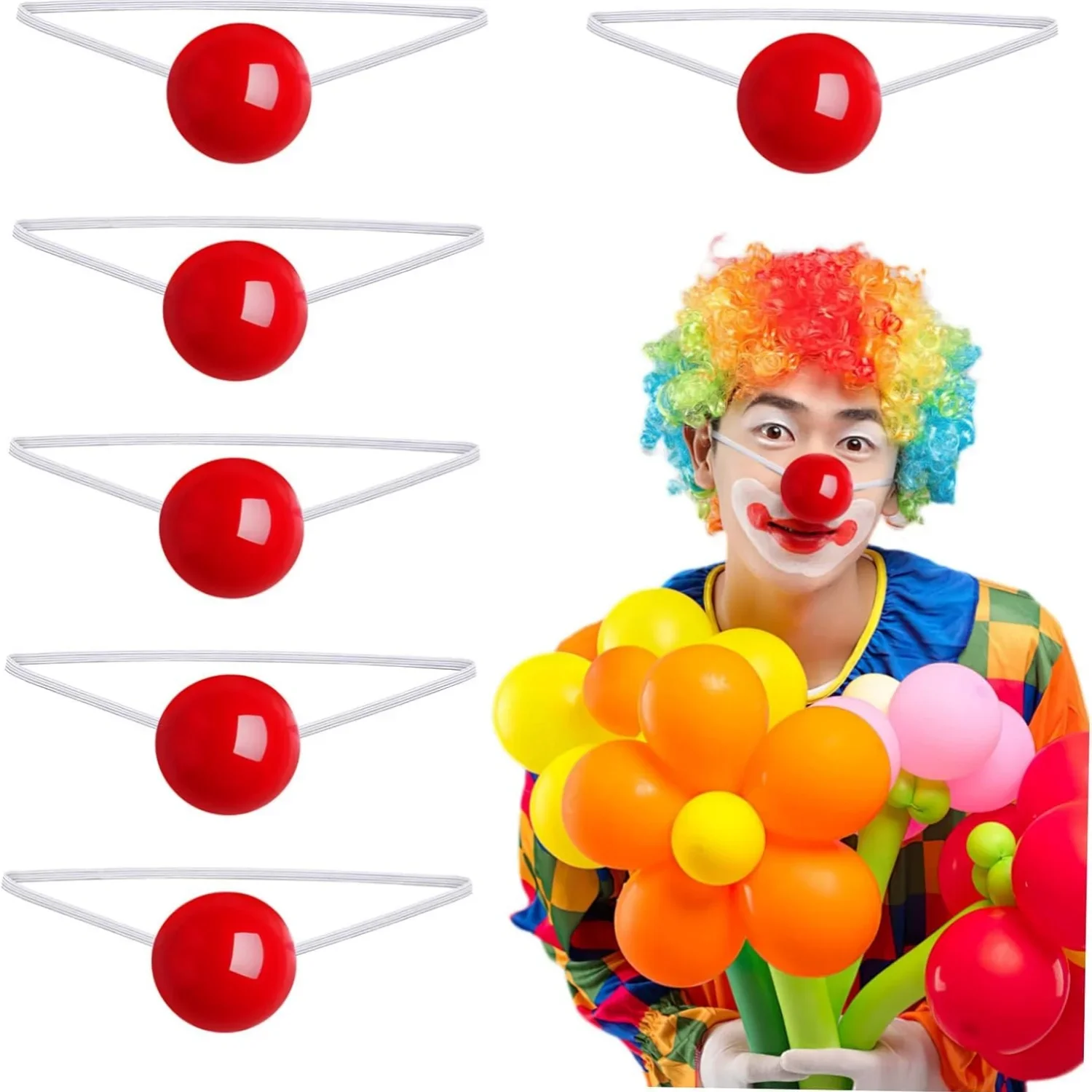 1/2/4 قطعة من البلاستيك المتوهج الأنف الأحمر تضيء أنوف المهرج فستان الدعائم لوازم أداء المرحلة لعيد الهالوين #1