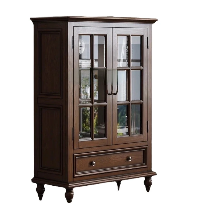 Country Storage Cabinet, Ash Double Door, Short Wine Cabinet, European Style