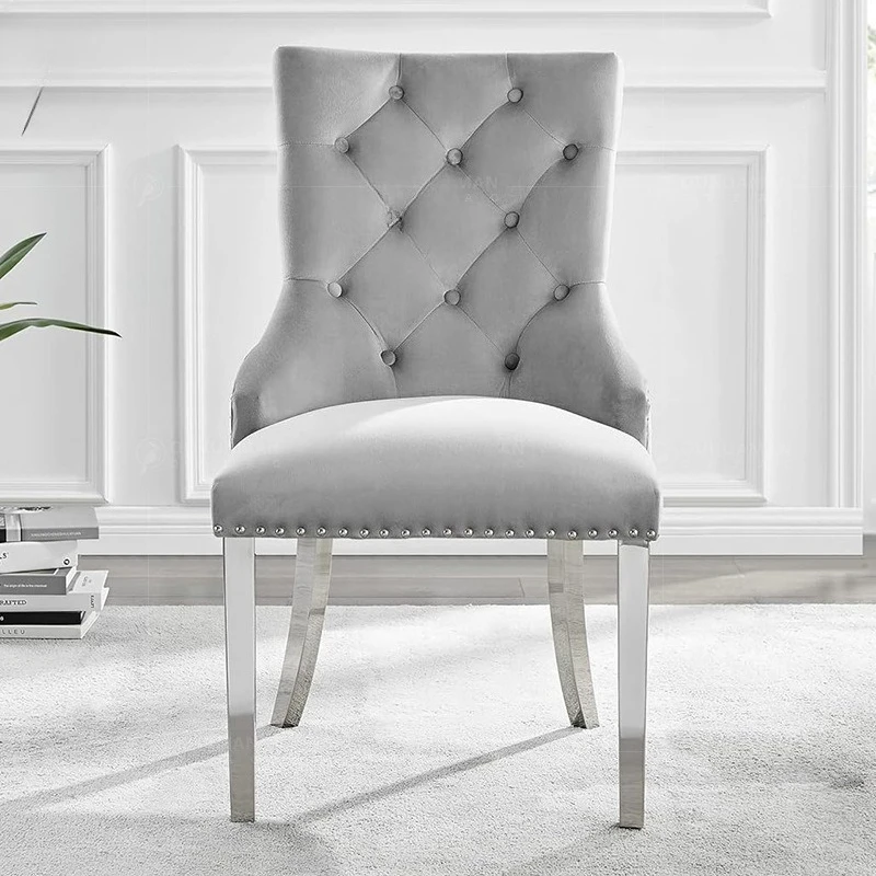 Modern light luxury stainless steel chair cafe hotel chair back chair
