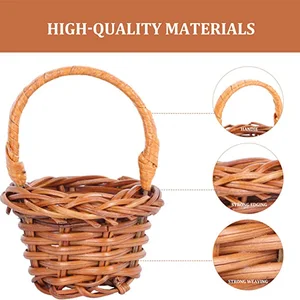 Miniatur Rattan gewebter Korbkorb, winziges Vime, Salgueiro Hand, Dolhose, Mini Fairy Garden Dekor, Osterparty, Hochzeit, Blumenpicknick, 1PC 7 Hauptverkäufe Pascoa -Körbe - №3