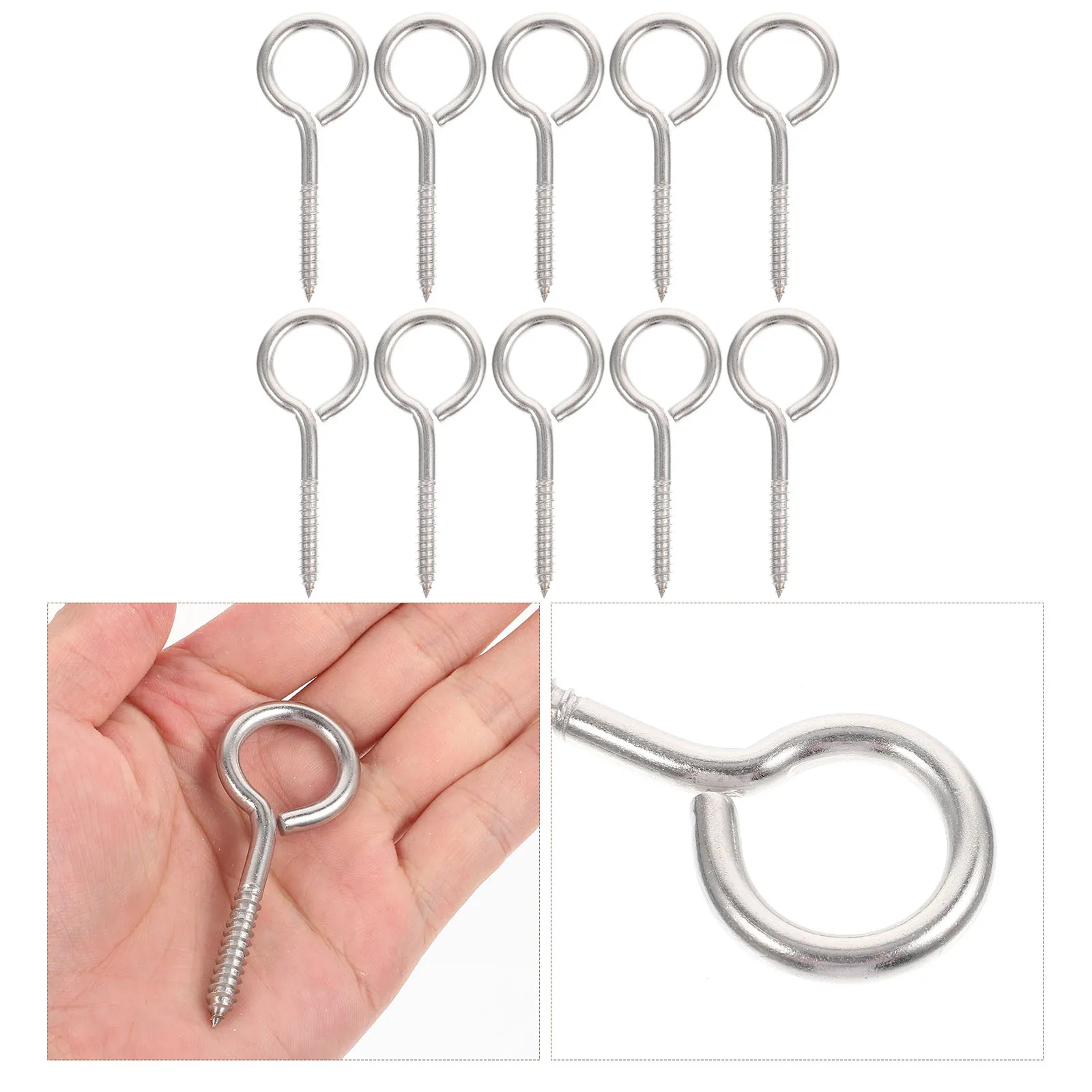 

10pcs Closed Screws Heavy Duty Metal Screw In Hooks For Hanging Wire Baskets String Lights Hammock Indoor Outdoor Use