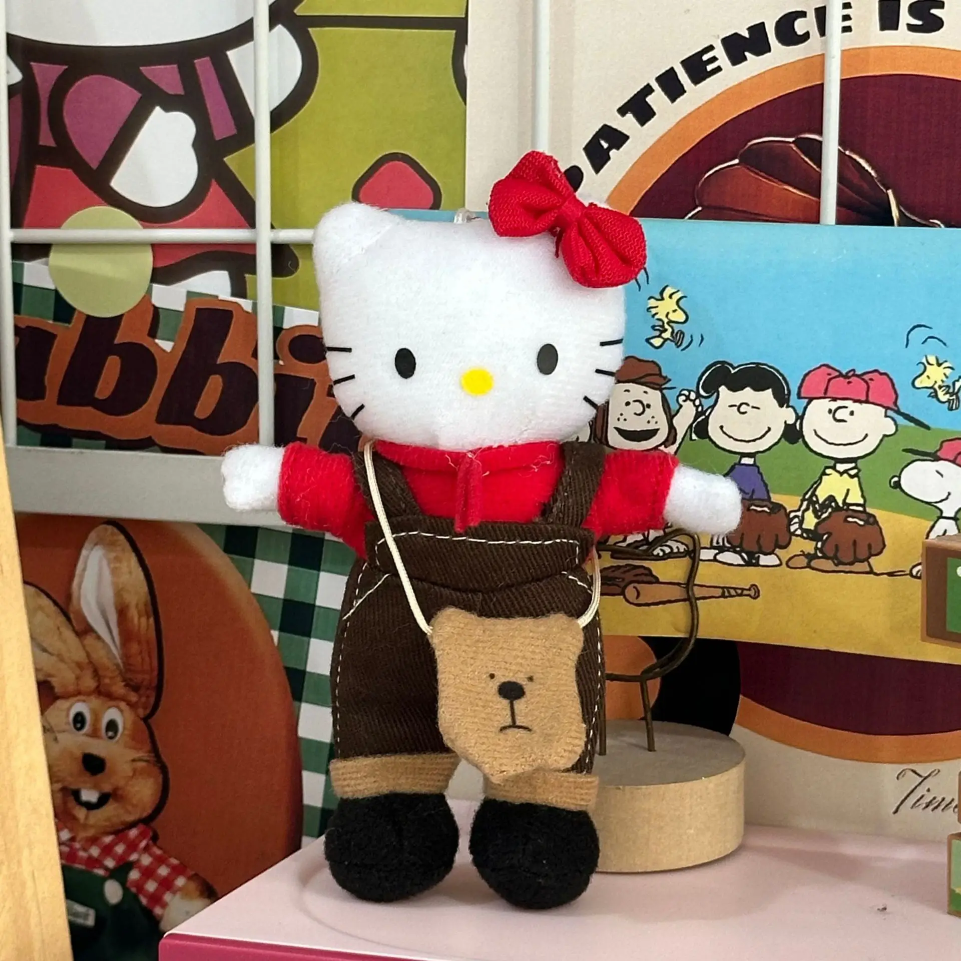 Hello Kitty Long Legs Backpack Bear Cat Bag Pendant Keychain Doll Backpack Jewelry Girls Plush Decorations