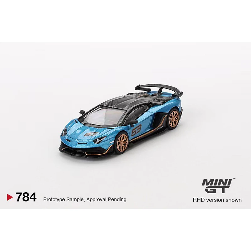 PreSale MINIGT 784 1:64 Aventador SVJ 63 Blu Aegir Diecast Diorama Model Collection Toys