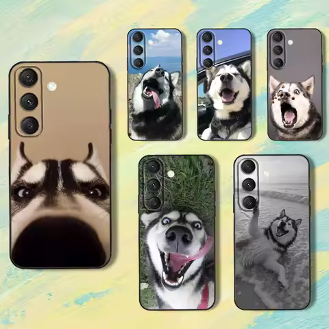 SiberianS Funny H-Husky Dog Phone Case For Samsung S25,S24,S10,S22,S21,S20,S23,Ultra,Plus,Lite,FE,Soft Silicone Black Cover