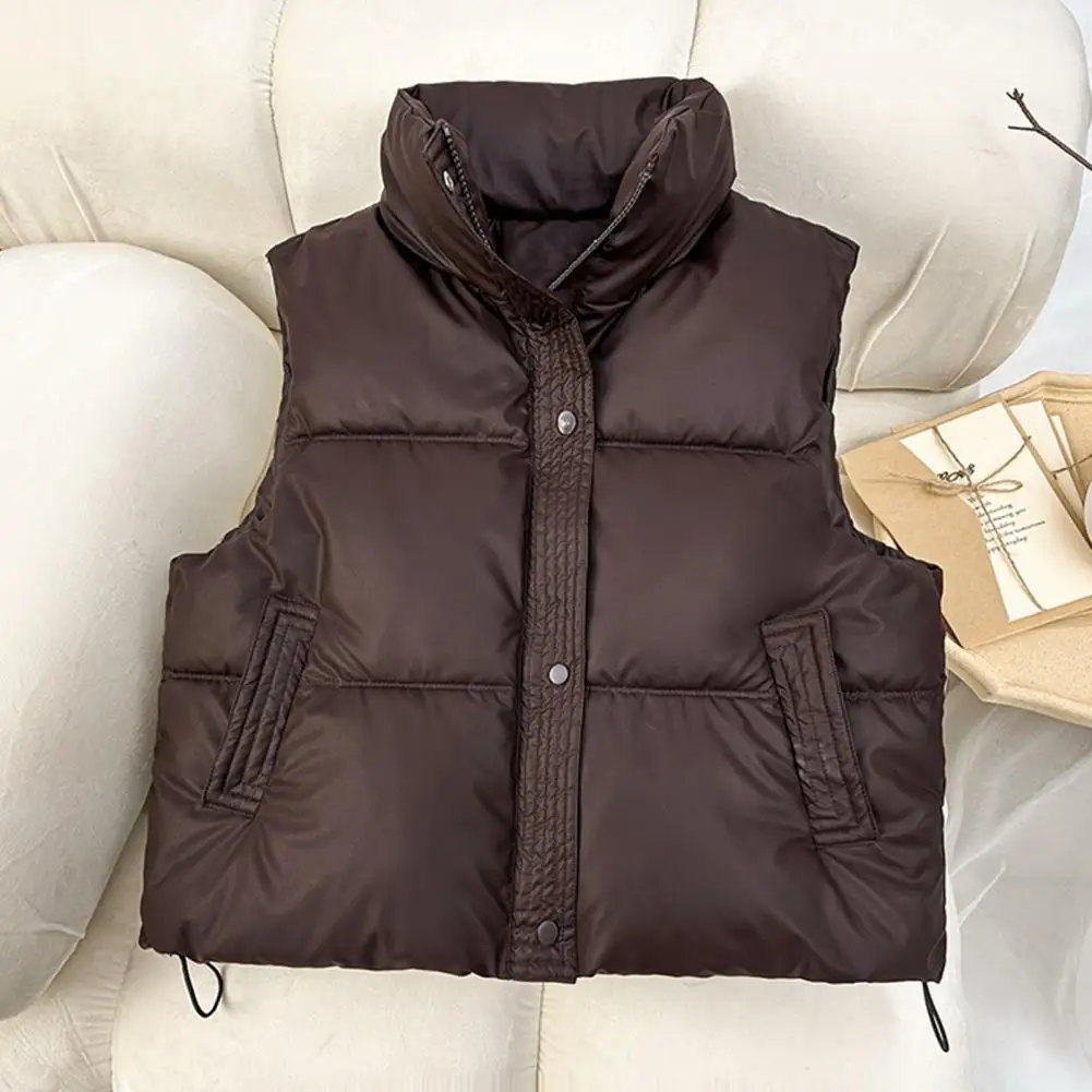 Women Vest Jacket Women's Winter Padded Vest with Zipper Closure Stand-up Collar for Outdoor Activities Thickened Down Coat