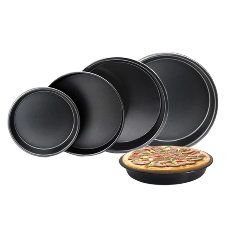 

1pc Round Pizza Pan Kitchen Supplies Microwave Oven Pan 6/8/9/10Inch Chip Tray Dish Carbon Steel Non-stick Mold Baking Tool TMZ