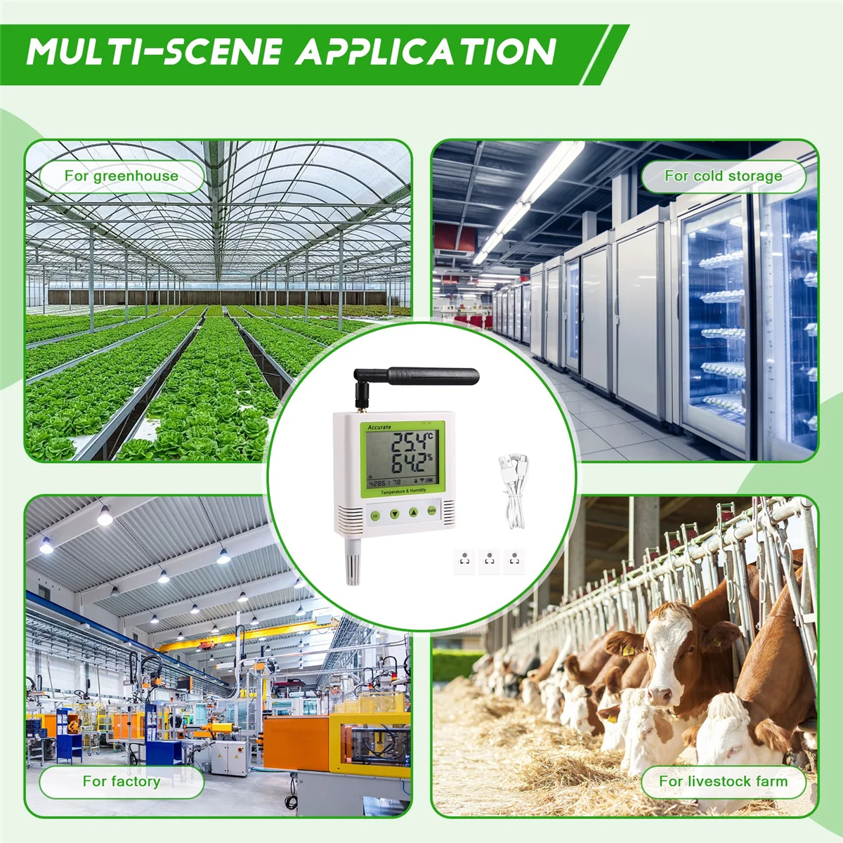 

2025+GPRS Temperature Humidity Recorder Agricultural Greenhouse Cold Chain Cold Storage Wireless Remote 4G External Probe