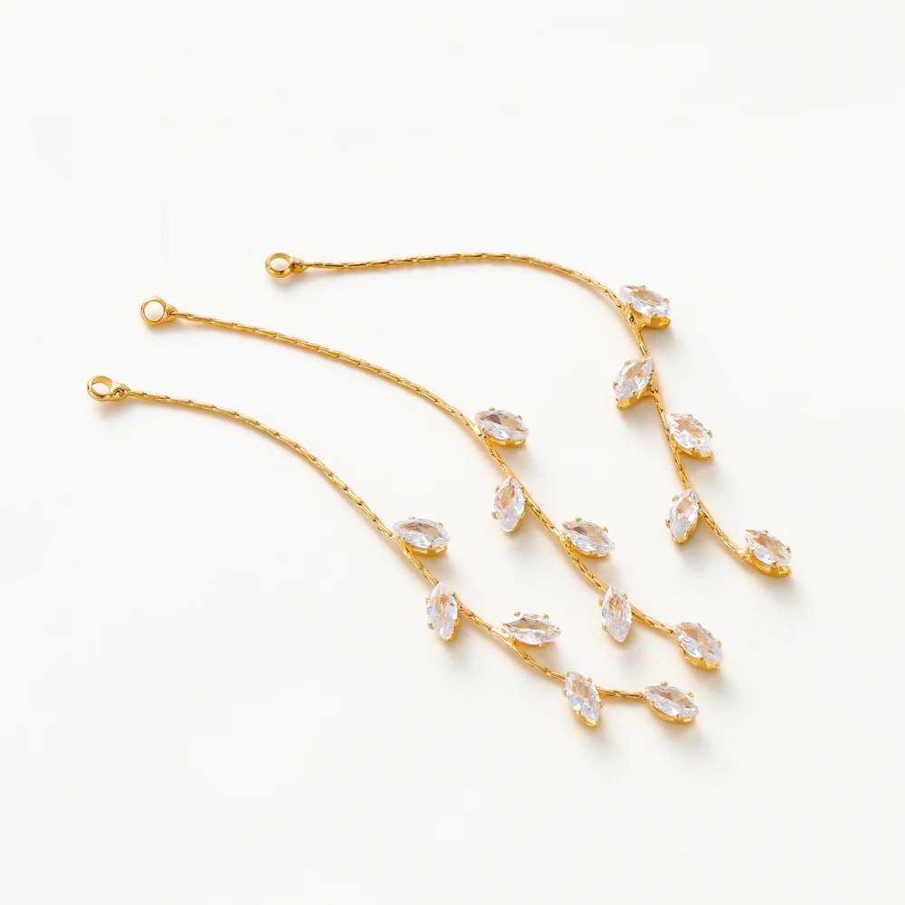 1Pair 14K/18K Gold Plated Brass Charm Pendant White Zircon Leveas for Earrings Making DIY Earrings Accessories Supplies - view 5