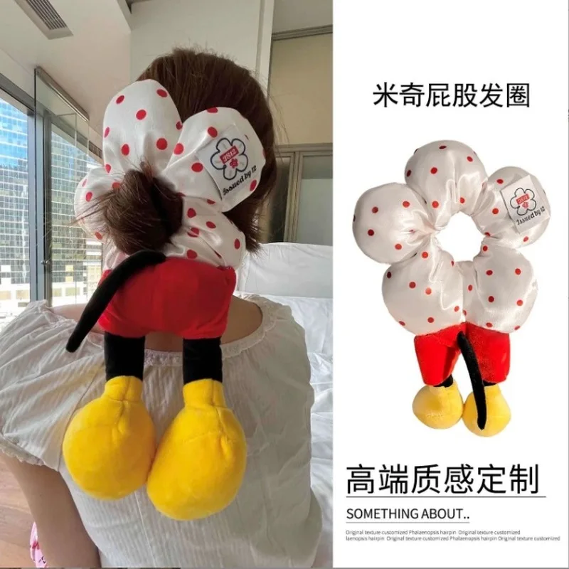 

Mickey Flower Polka Butt Hair Hoop Large Intestine Hoop Cute Maruko Head Princess In Trouble Tie Head Rope Hair Ornament Female